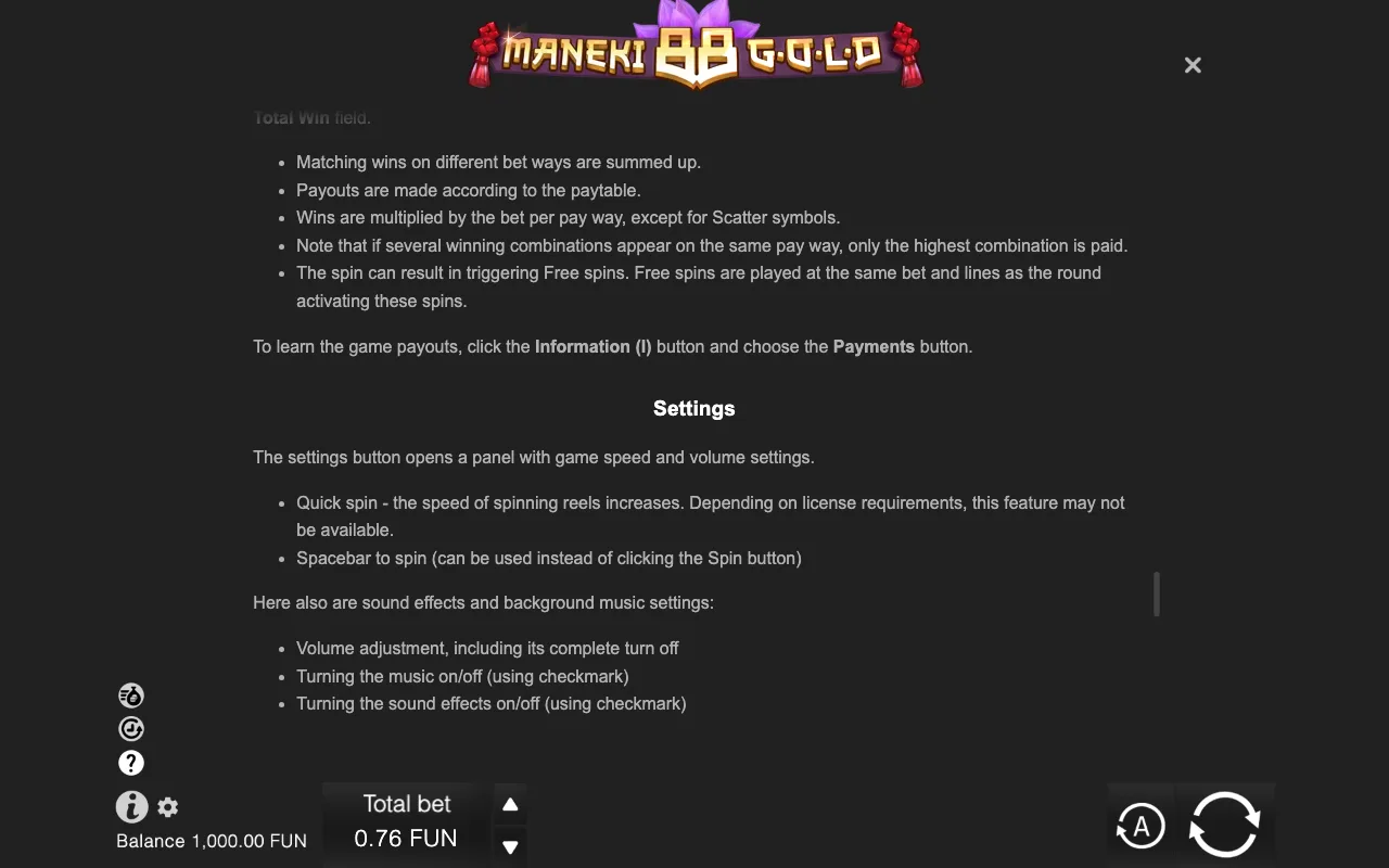 Game rules, page 9 — Maneki 88 Gold