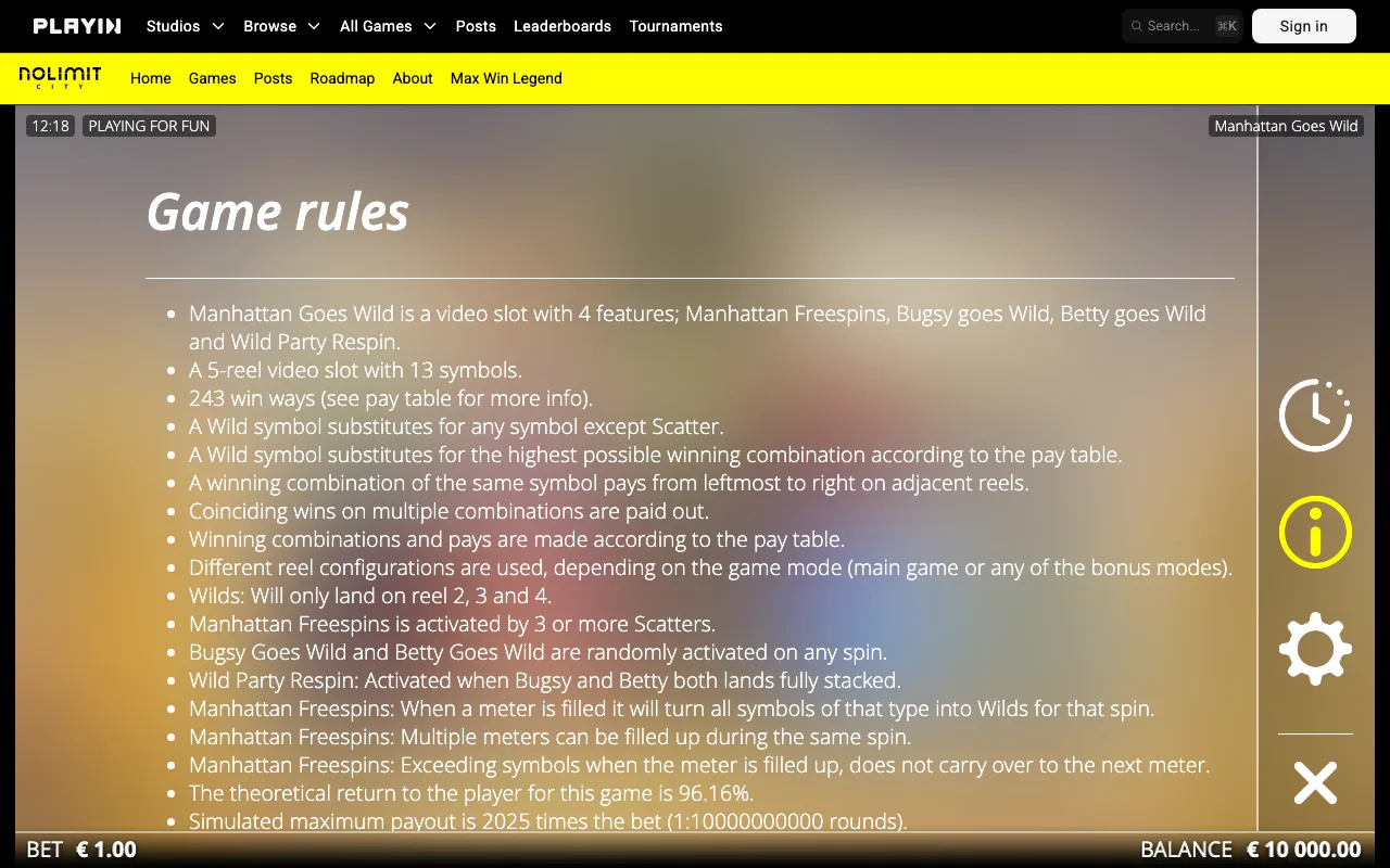 Game rules, page 1 — Manhattan Goes Wild