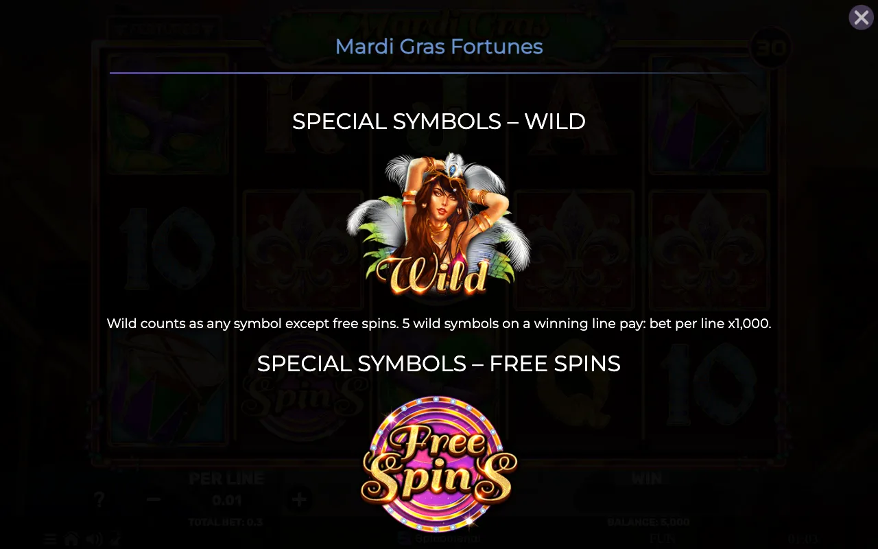 Special symbols - wild — Mardi Gras Fortunes
