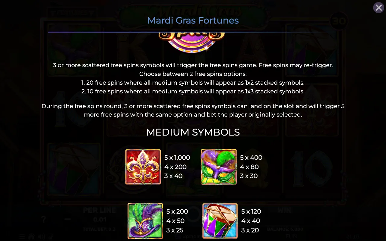 Game rules, page 2 — Mardi Gras Fortunes