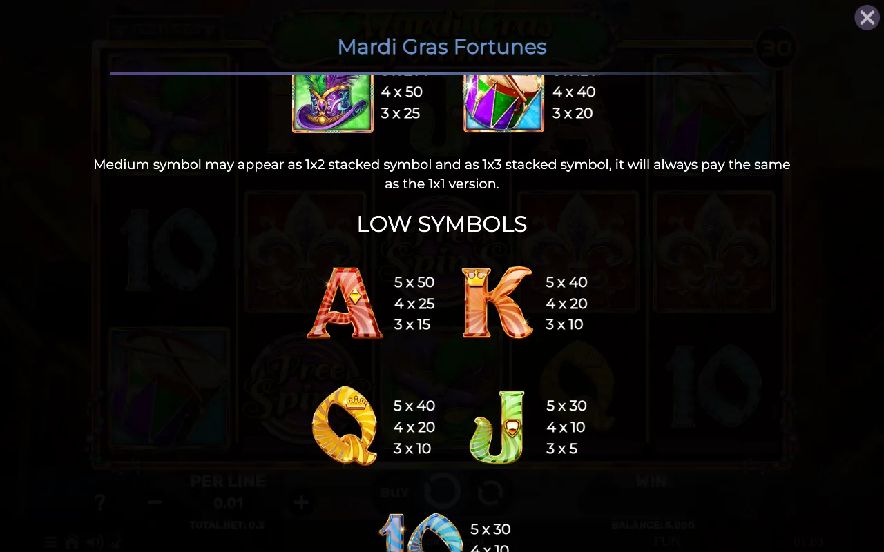 Game rules, page 3 — Mardi Gras Fortunes