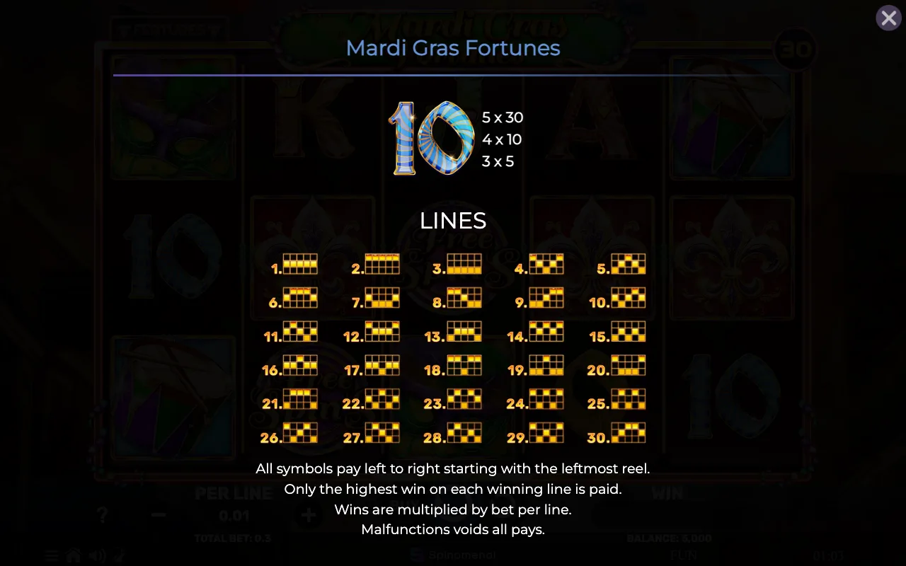 Game rules, page 4 — Mardi Gras Fortunes