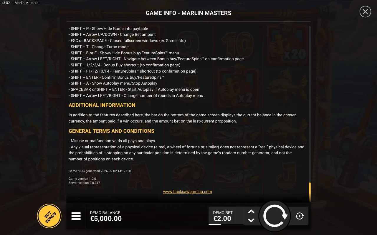 Game rules, page 9 — Marlin Masters
