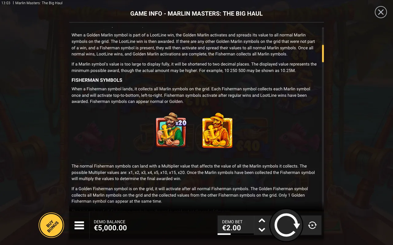 Game rules, page 2 — Marlin Masters: The Big Haul