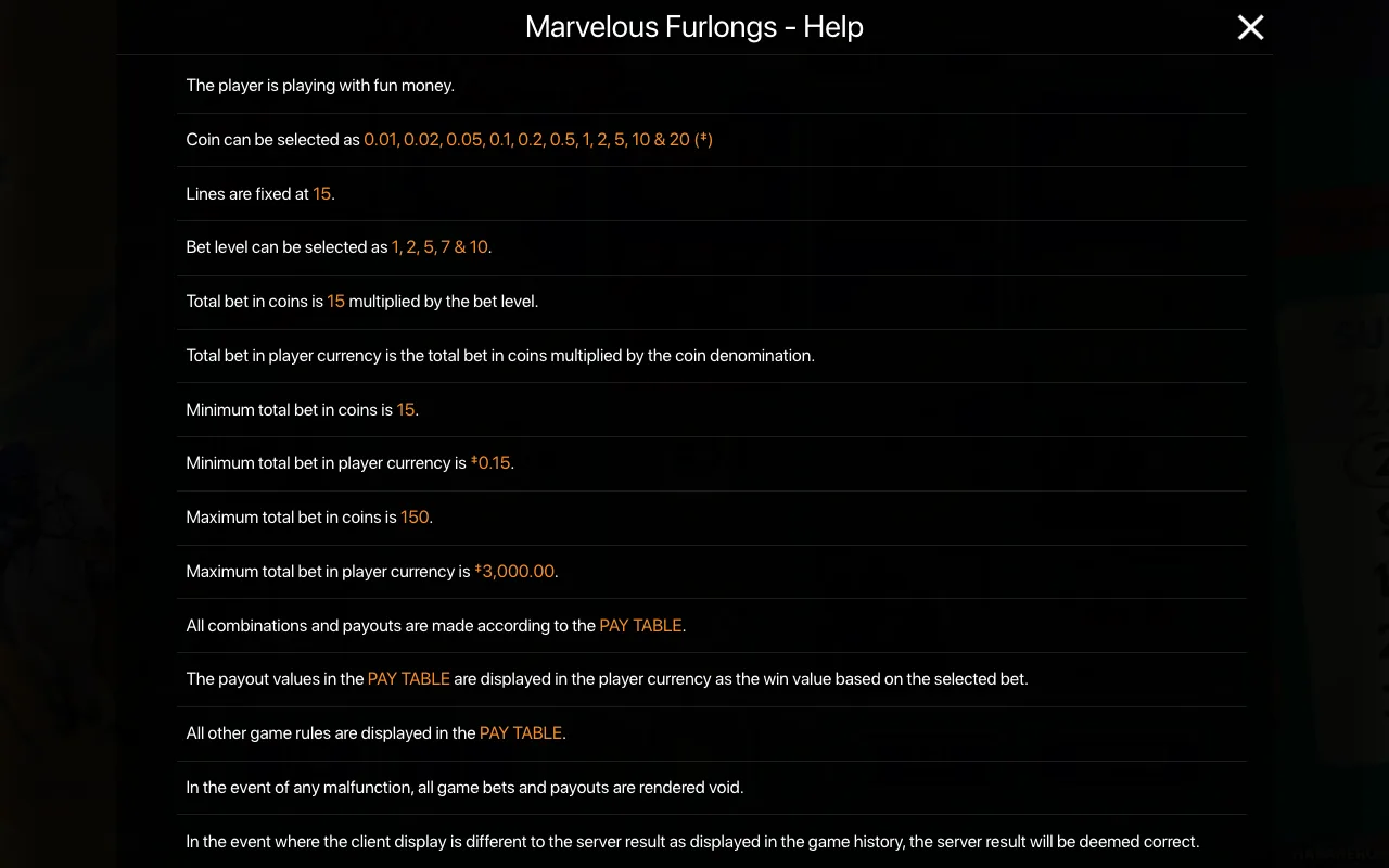 Spielregeln, Seite 1 — Marvelous Furlongs