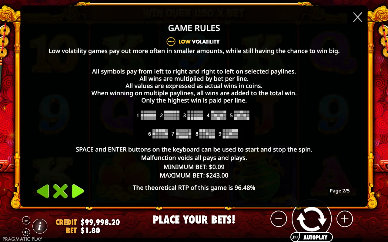 Game rules — Master Chen's Fortune