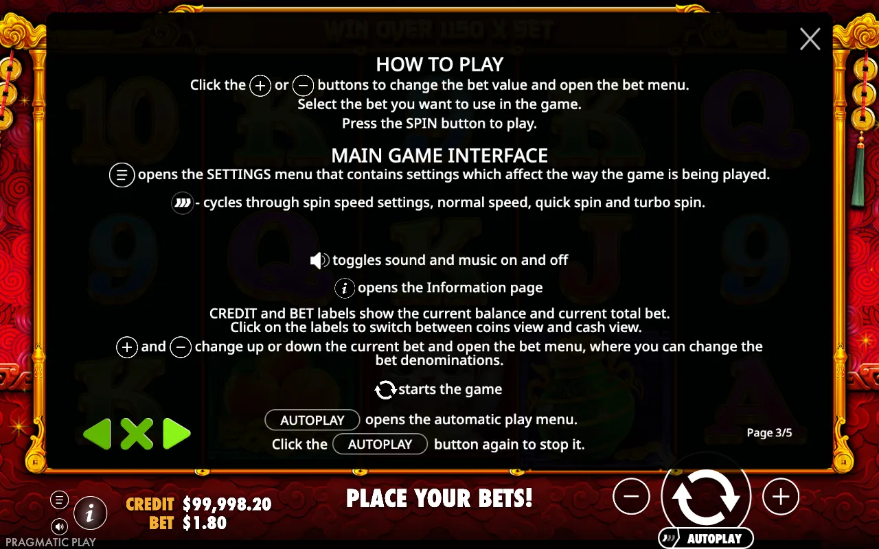 How to play — Master Chen's Fortune