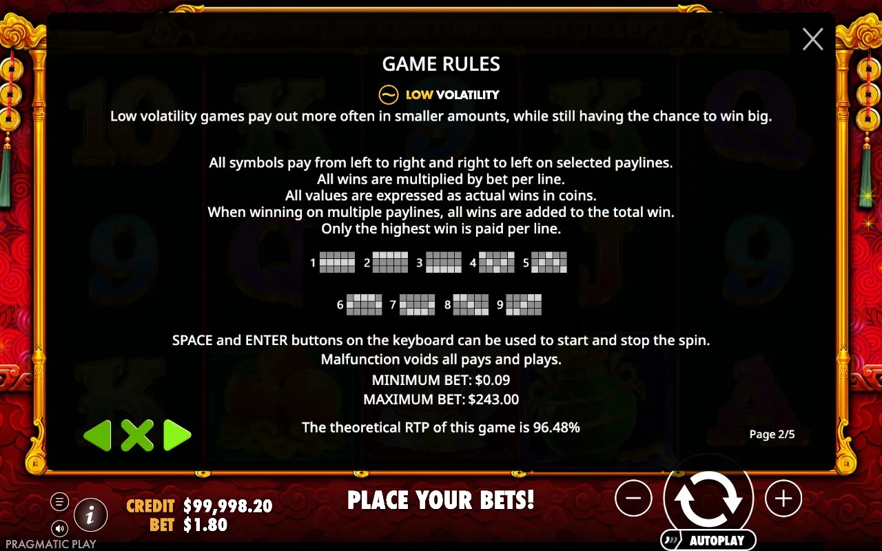 Game rules — Master Chen's Fortune