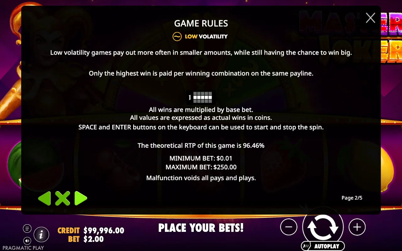 Game rules — Master Joker