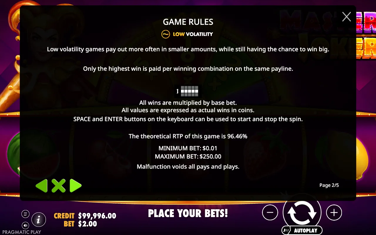 Game rules — Master Joker