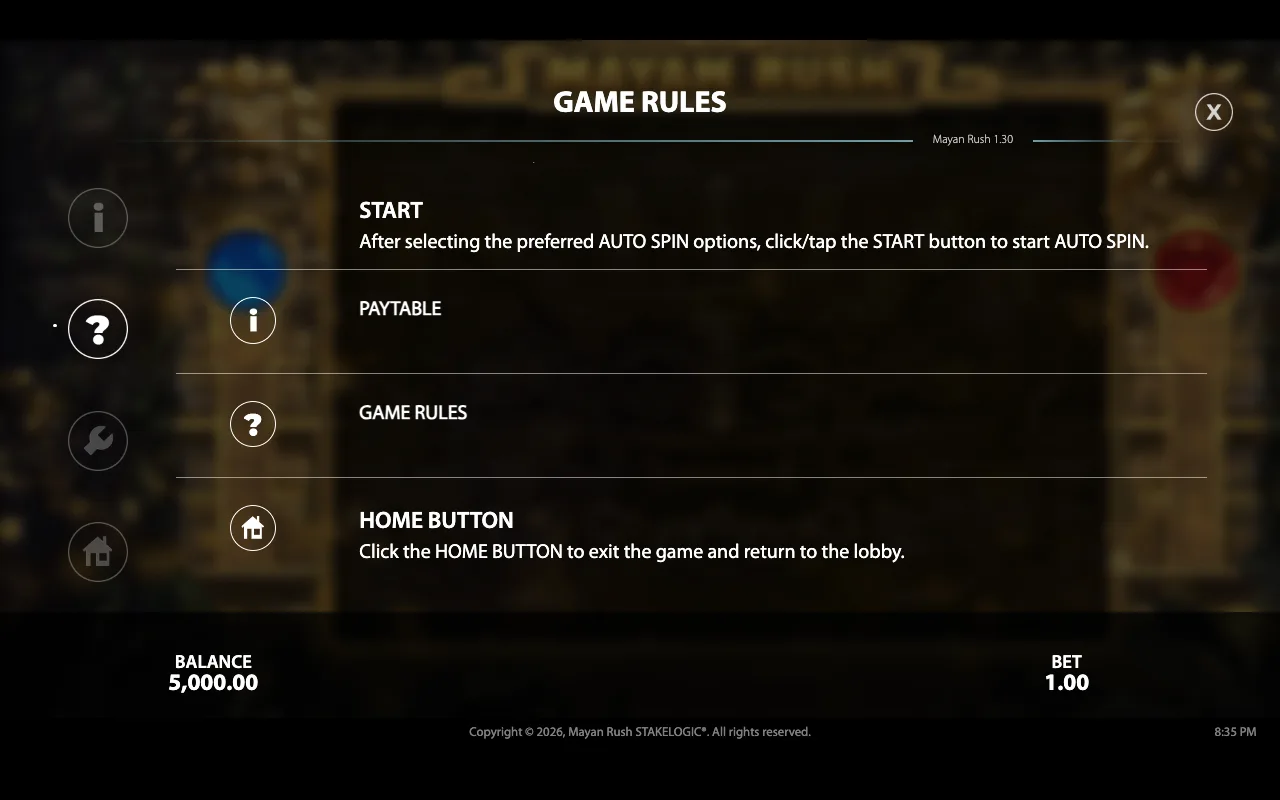 Game rules — Mayan Rush