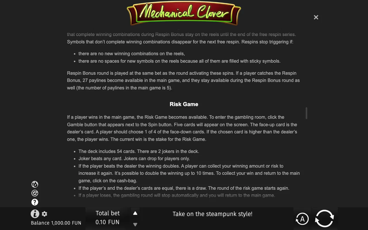 Game rules, page 8 — Mechanical Clover