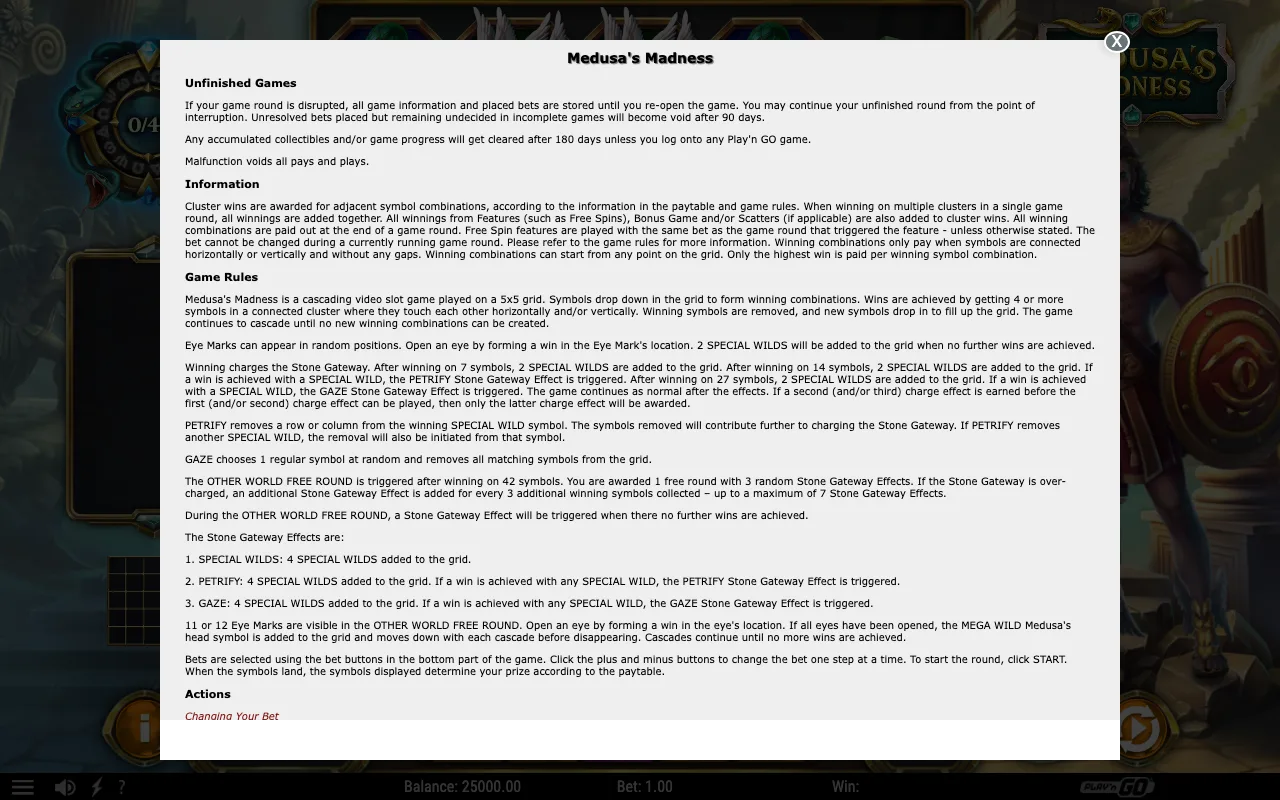 Game rules, page 1 — Medusa's Madness