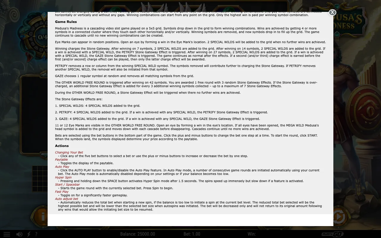 Game rules, page 2 — Medusa's Madness