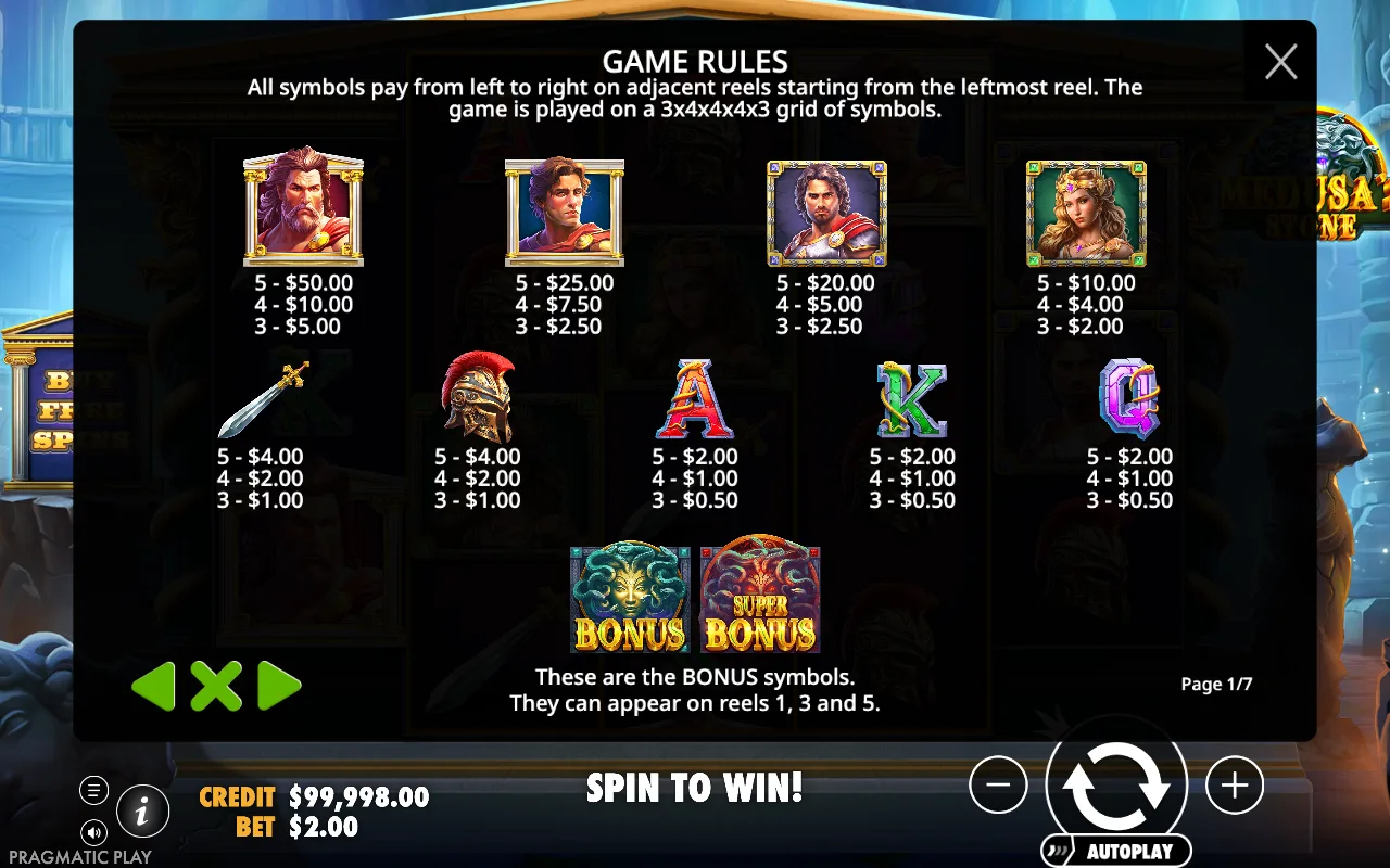 Game rules, page 1 — Medusa's Stone