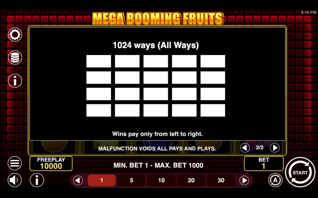 Game rules, page 2 — Mega Booming Fruits