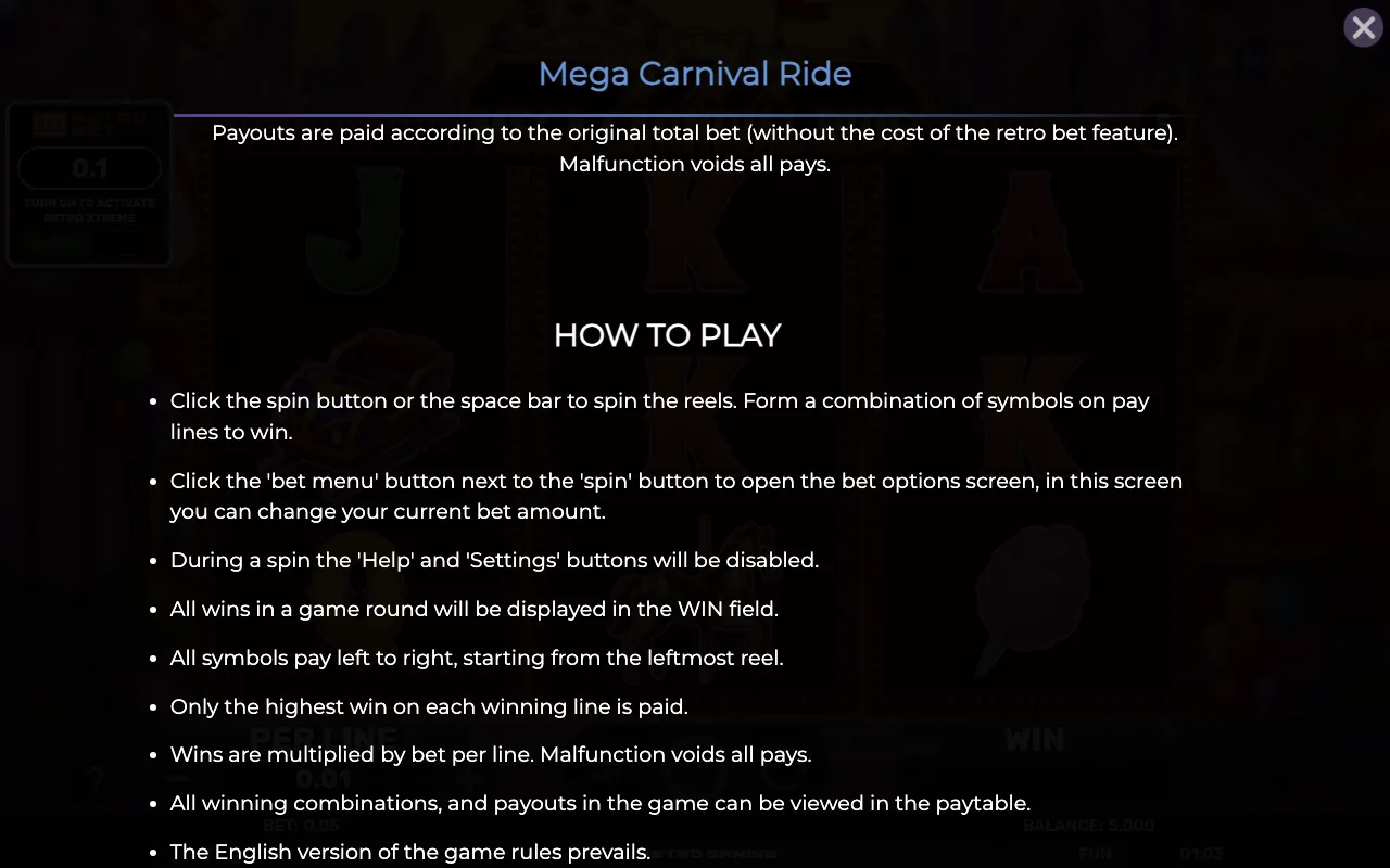 How to play — Mega Carnival Ride