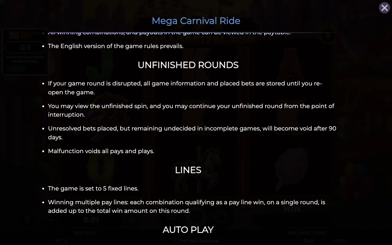 Game rules, page 5 — Mega Carnival Ride
