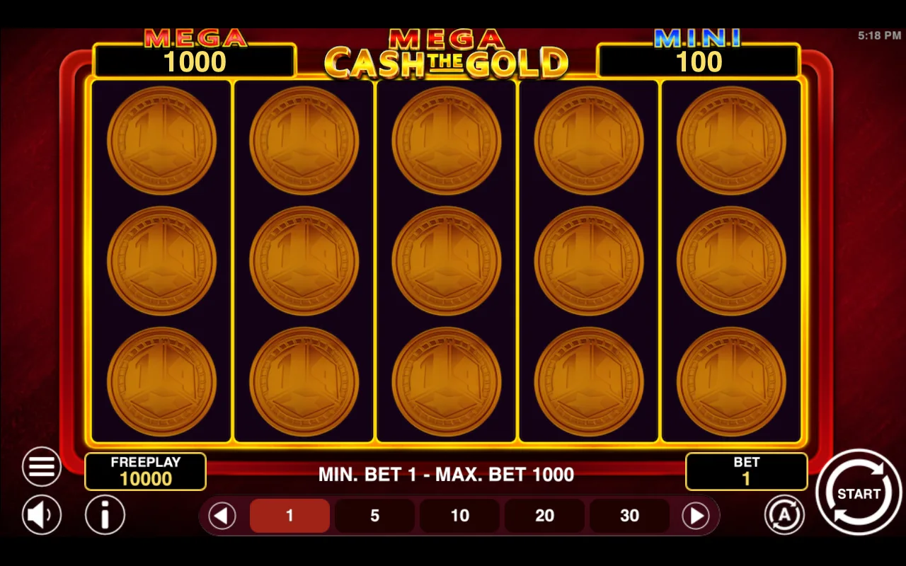 The base game — Mega Cash The Gold