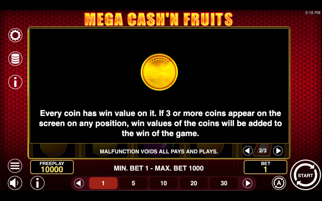 Game rules, page 2 — Mega Cashn Fruits