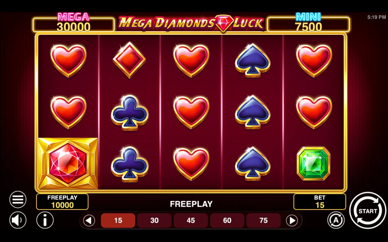 The base game — Mega Diamonds Luck