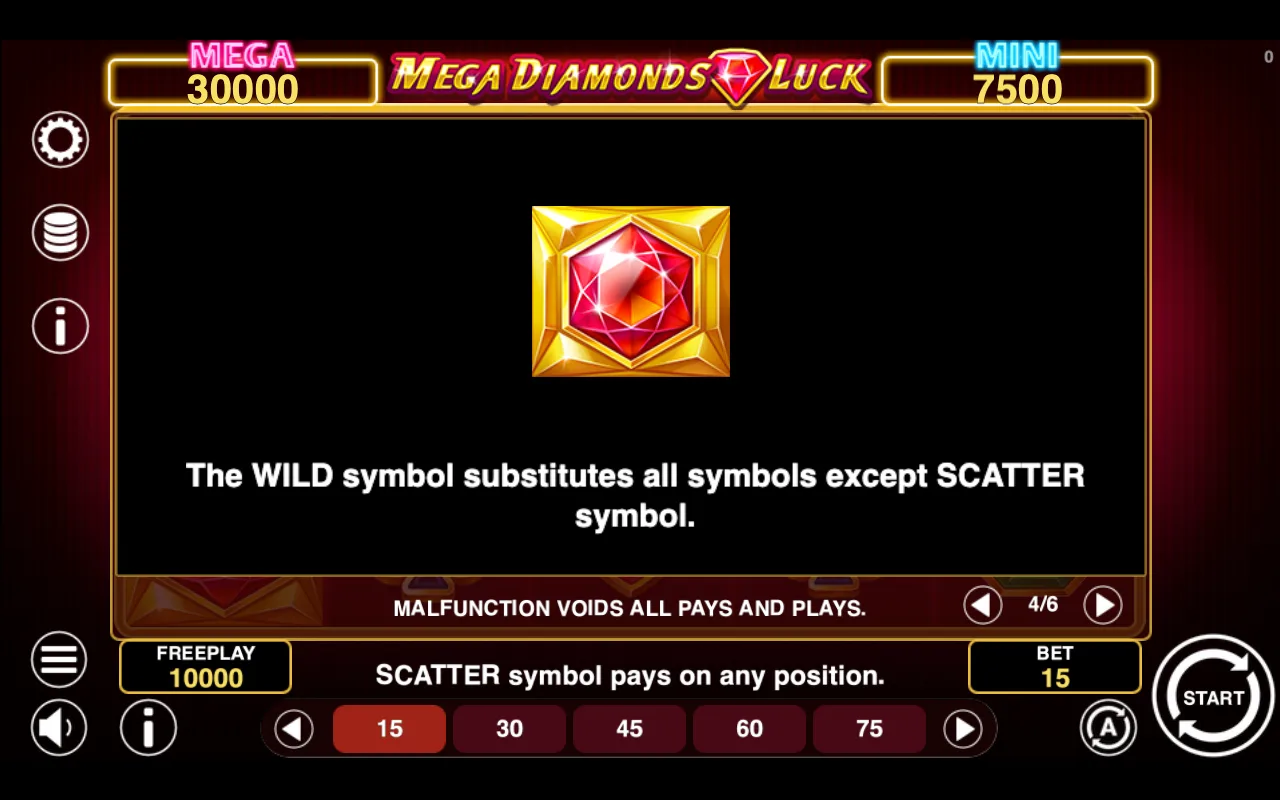 Game rules, page 4 — Mega Diamonds Luck