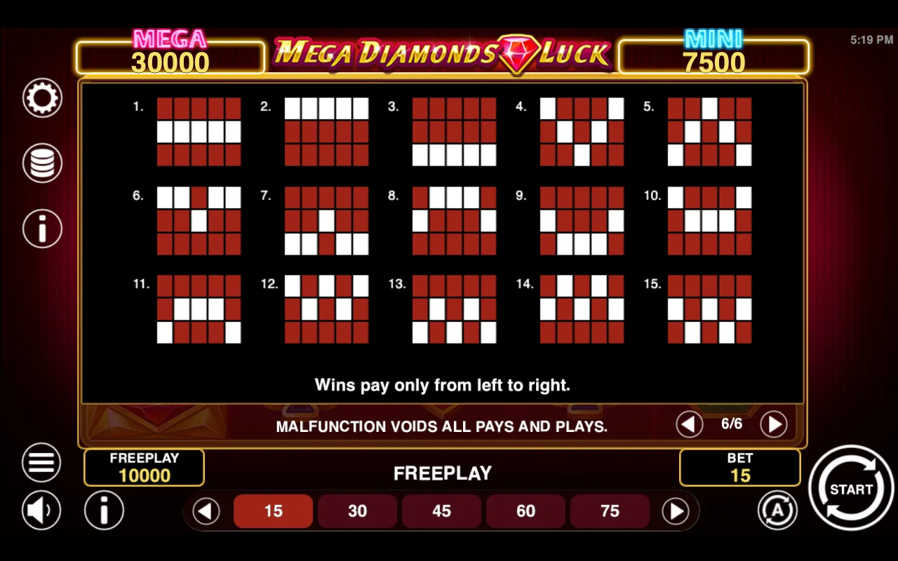 Game rules, page 6 — Mega Diamonds Luck