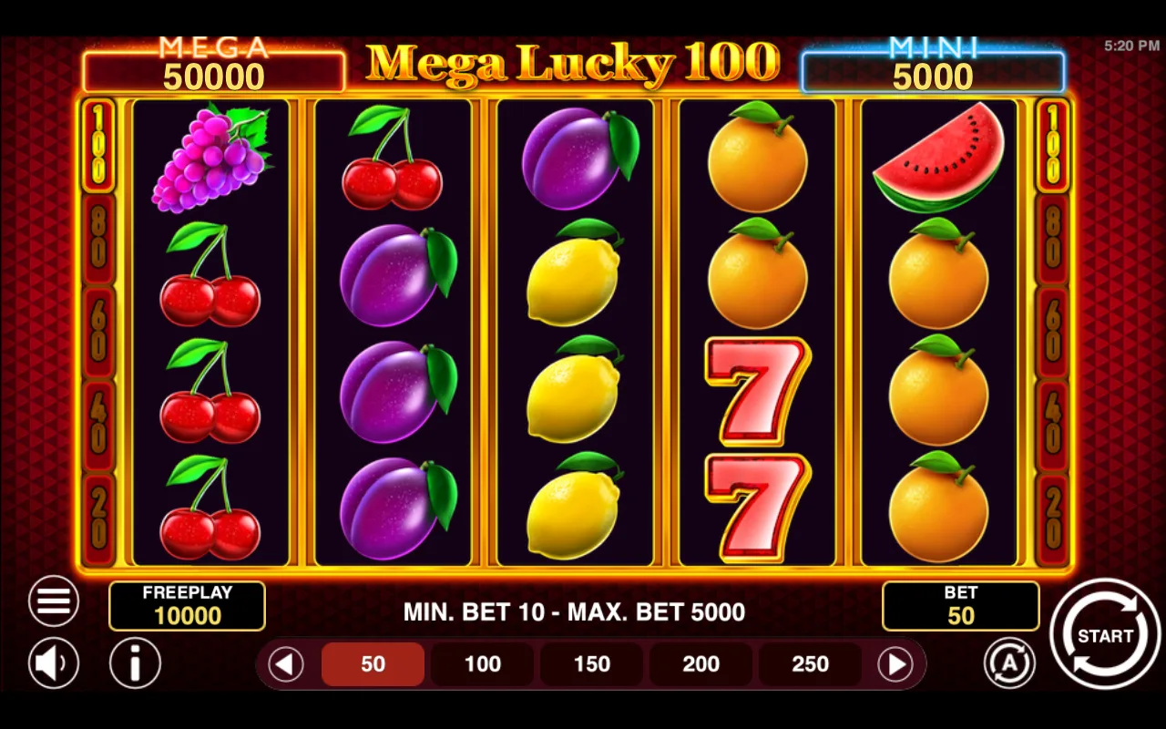 The base game — Mega Lucky 100