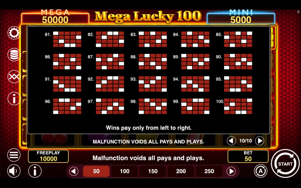 Game rules, page 9 — Mega Lucky 100