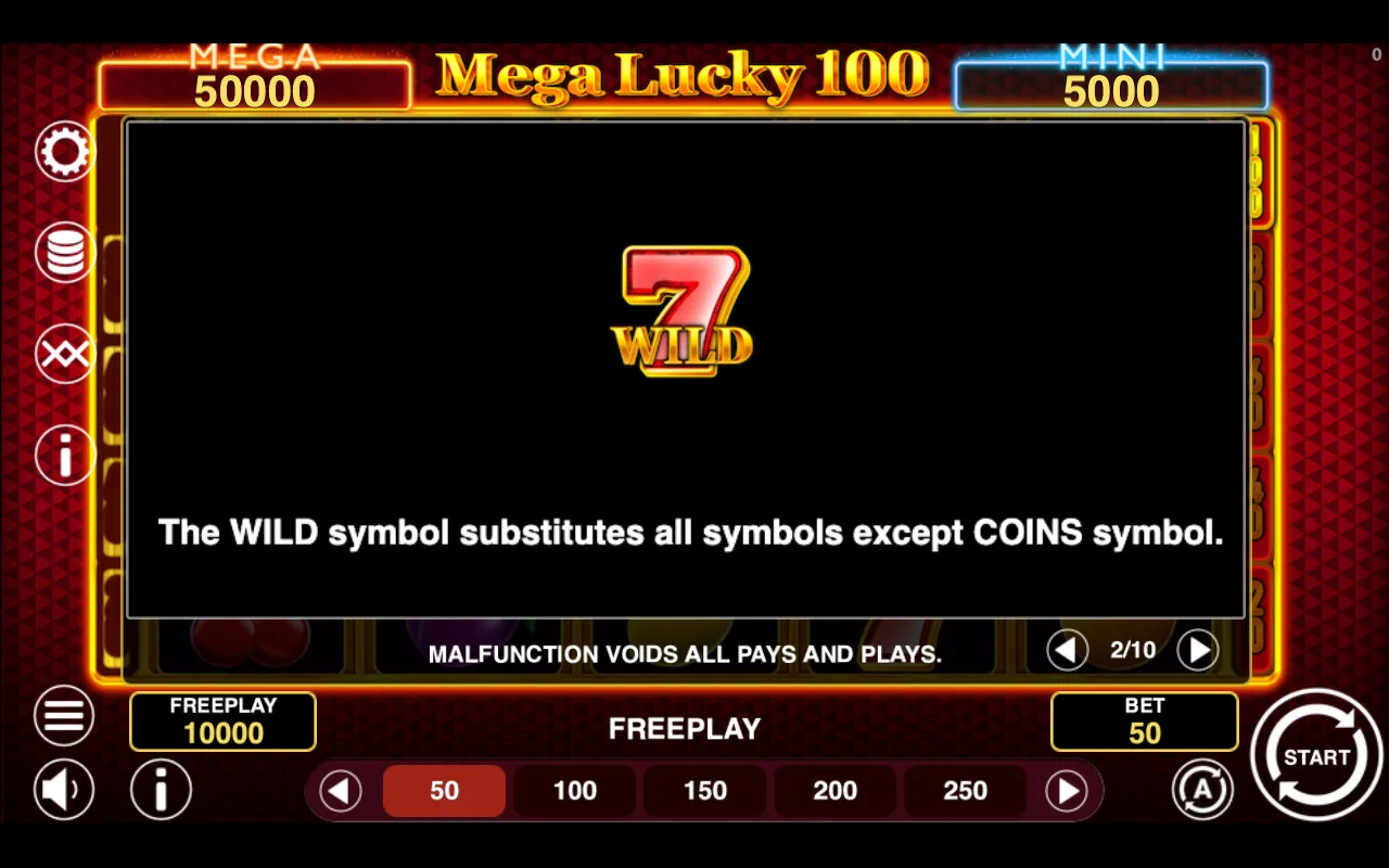 Game rules, page 2 — Mega Lucky 100