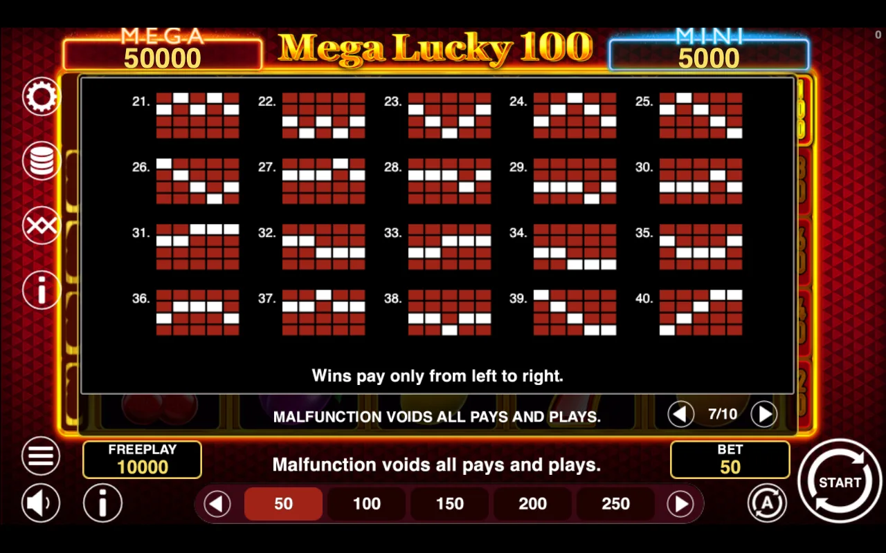 Game rules, page 6 — Mega Lucky 100