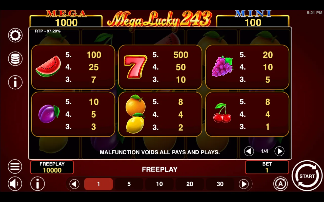 Game rules, page 1 — Mega Lucky 243