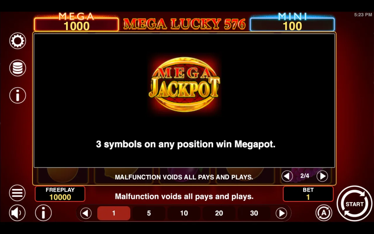 Game rules, page 2 — Mega Lucky 576