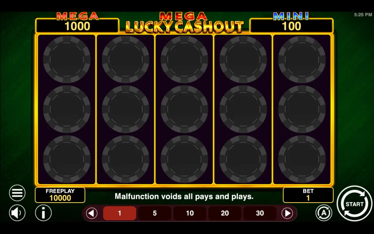The base game — Mega Lucky Cashout