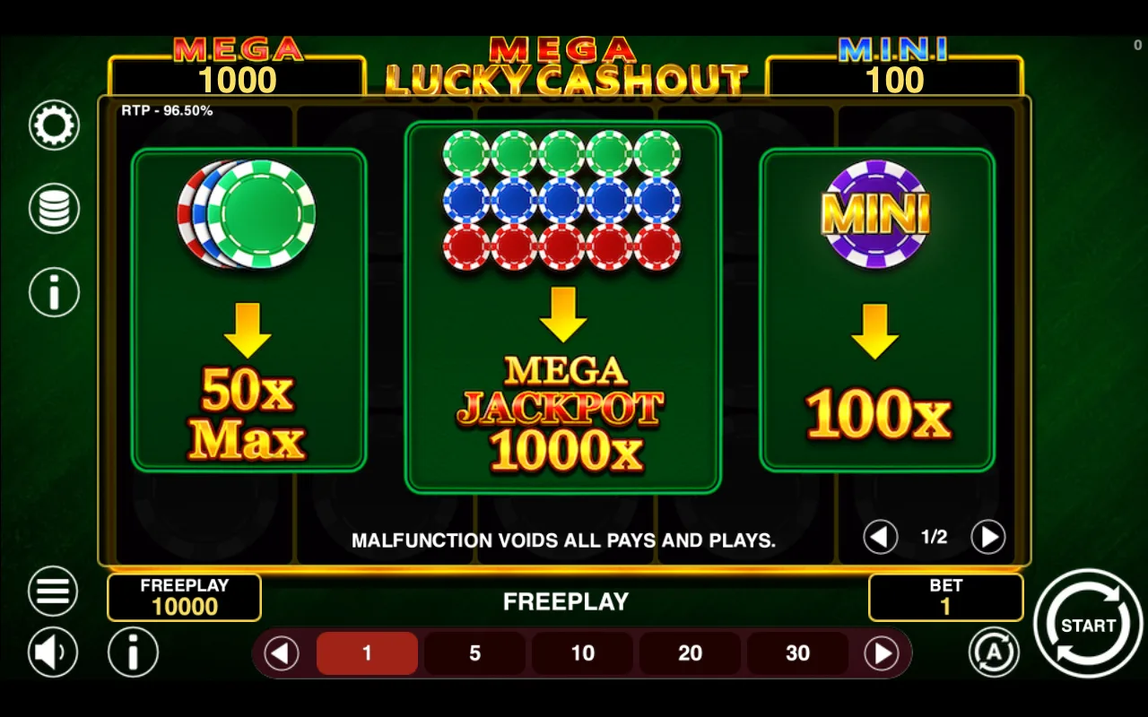 Game rules, page 1 — Mega Lucky Cashout
