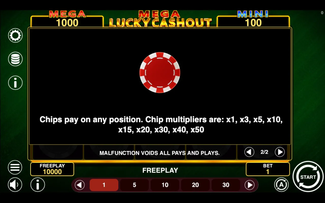 Game rules, page 2 — Mega Lucky Cashout