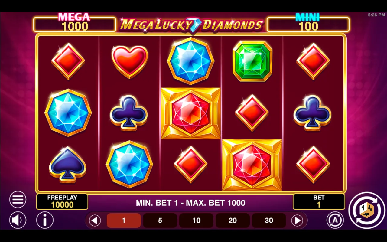 The base game — Mega Lucky Diamonds Hold And Win