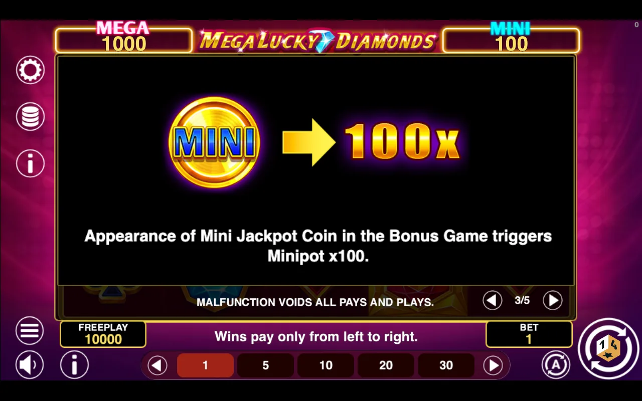 Game rules, page 3 — Mega Lucky Diamonds Hold And Win