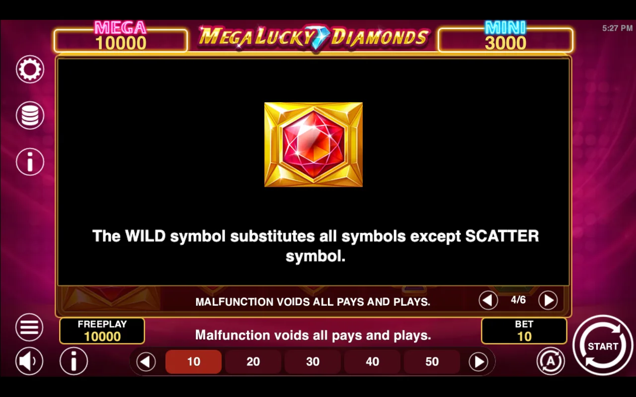 Game rules, page 4 — Mega Lucky Diamonds