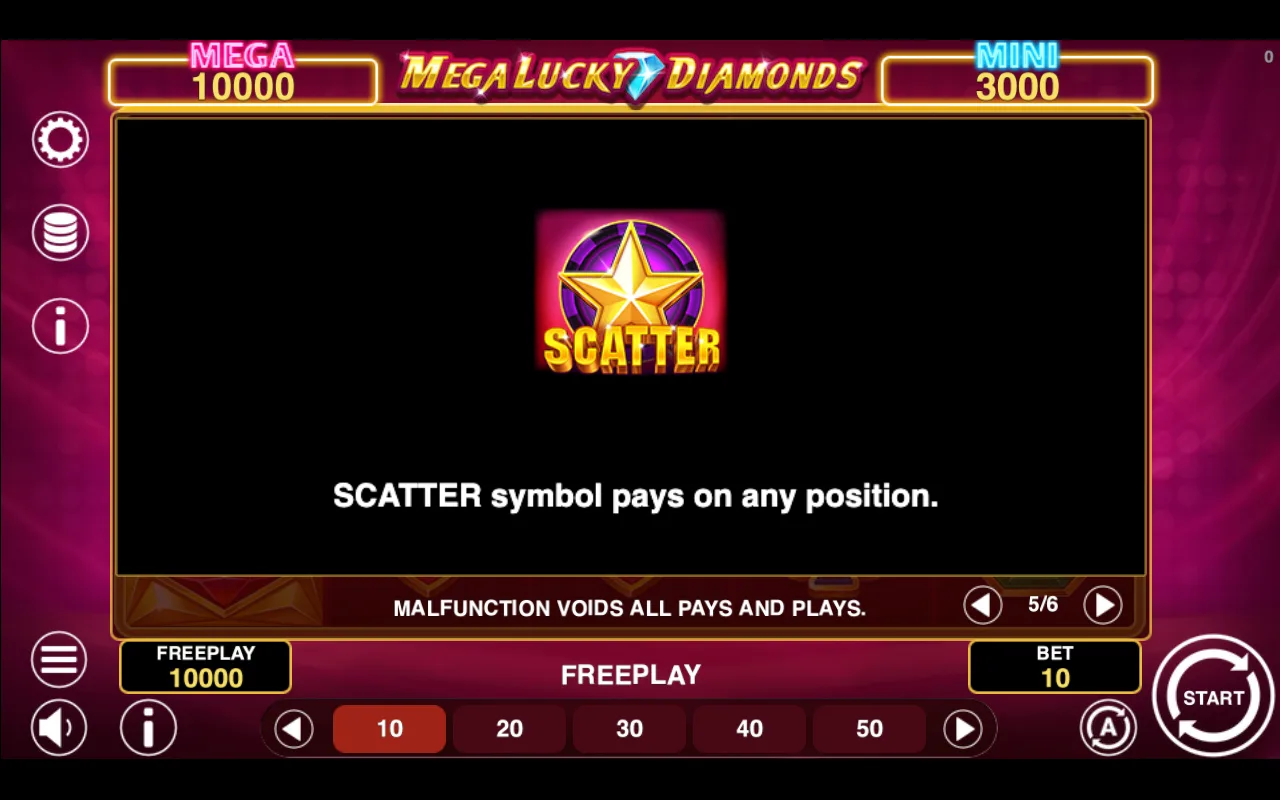 Game rules, page 5 — Mega Lucky Diamonds