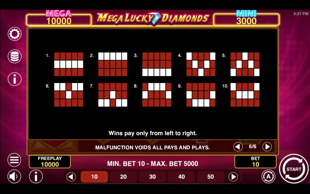 Game rules, page 6 — Mega Lucky Diamonds