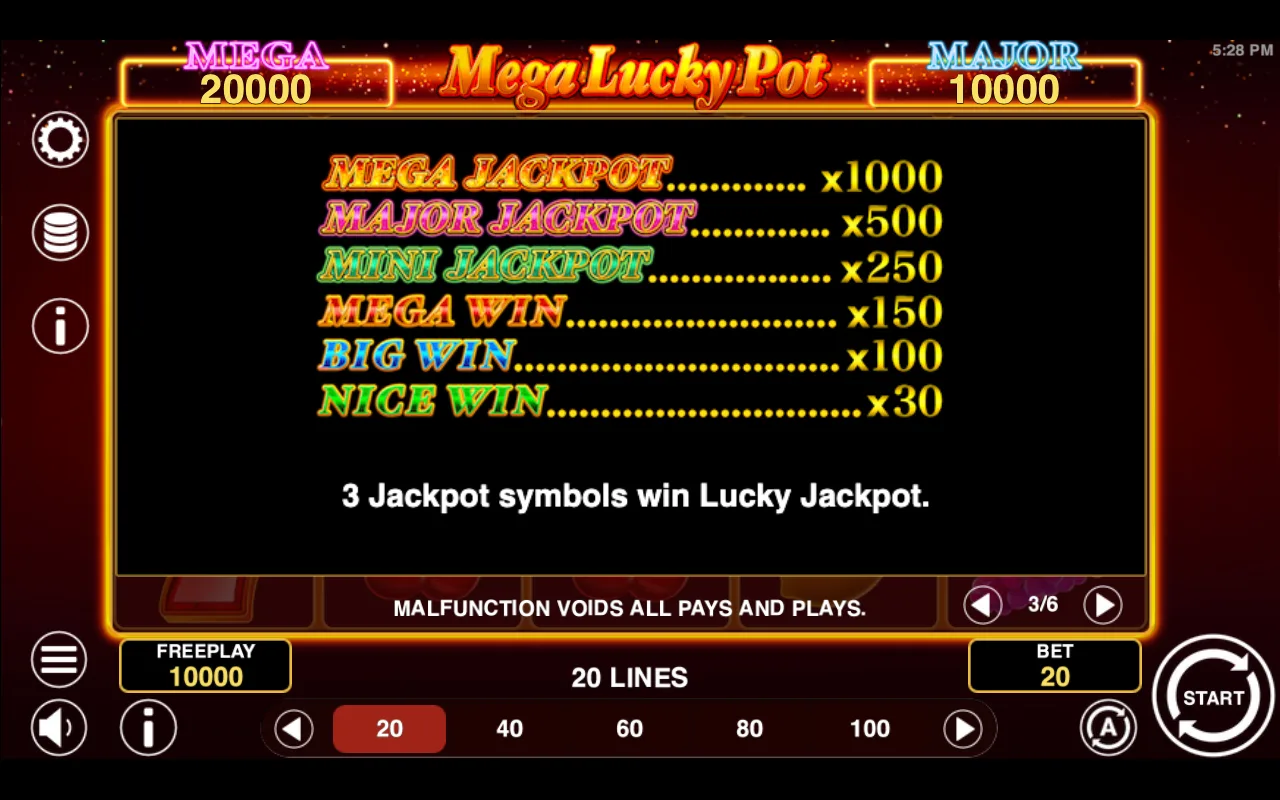 Game rules, page 3 — Mega Lucky Pot