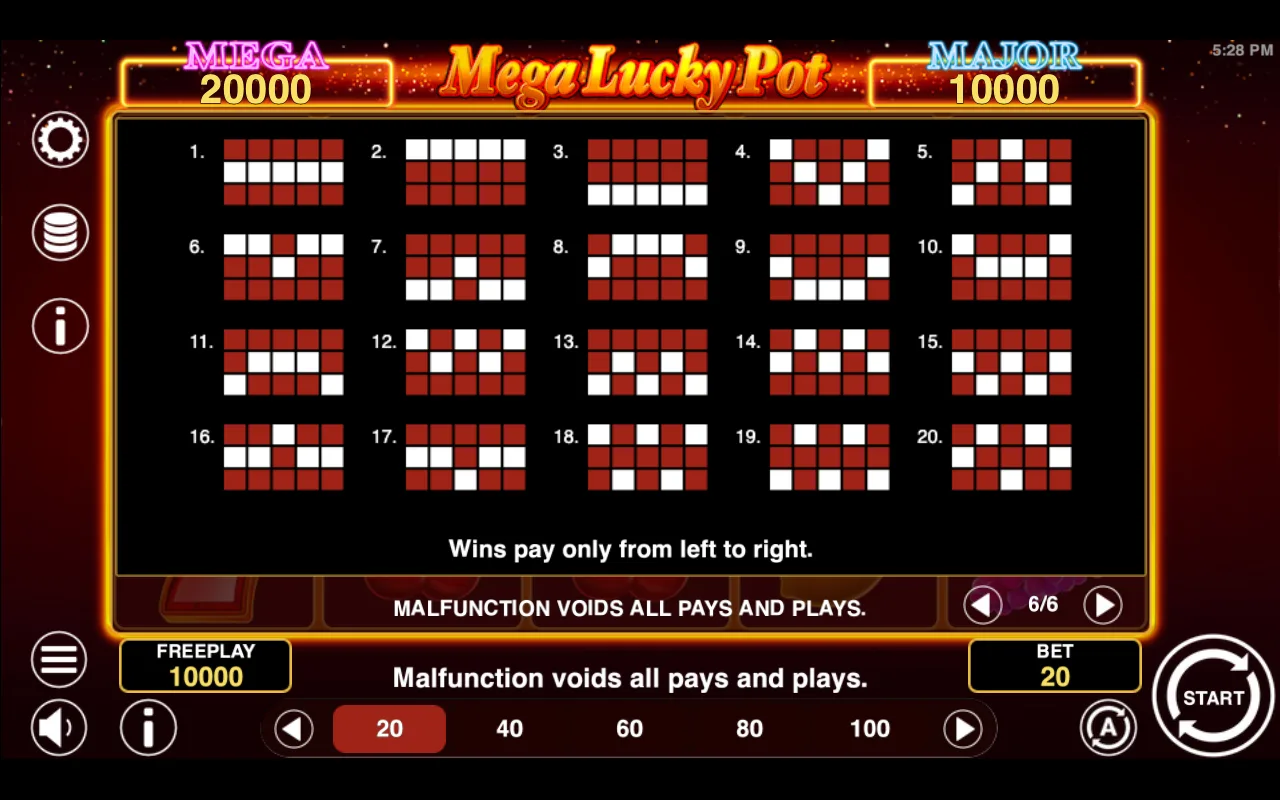 Game rules, page 6 — Mega Lucky Pot