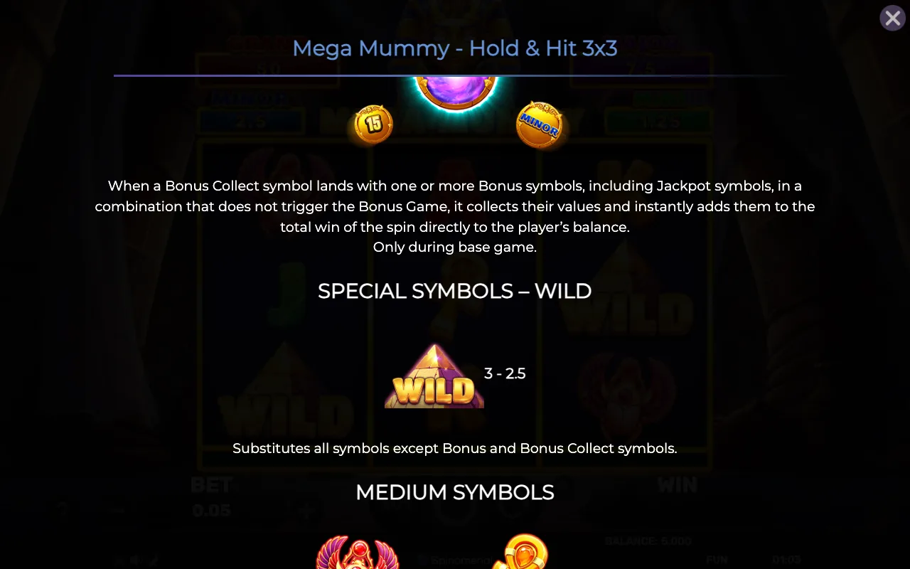 Special symbols - wild — Mega Mummy Hold Hit 3x3