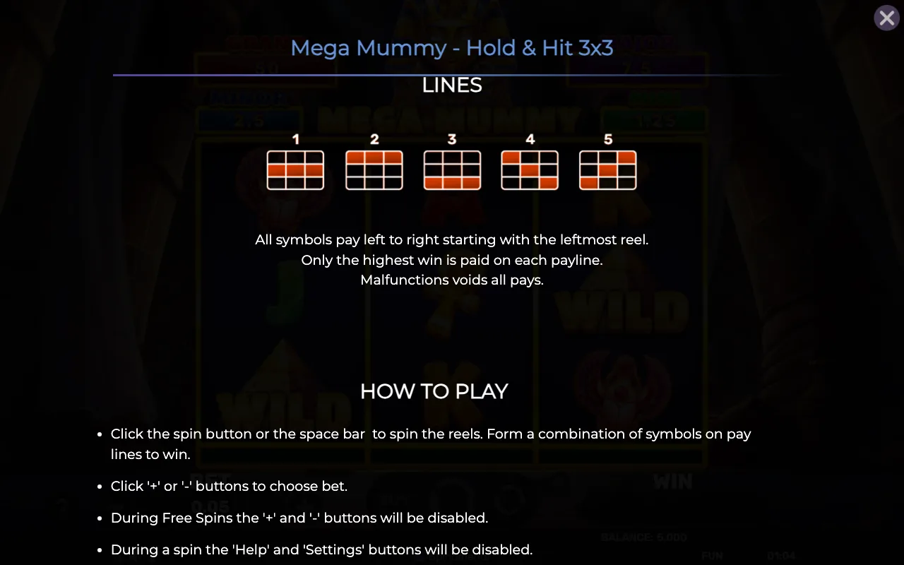 Lines — Mega Mummy Hold Hit 3x3