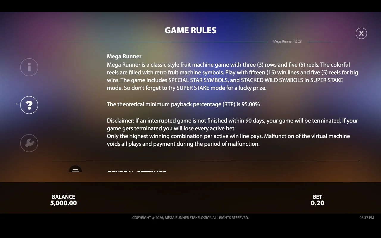 Game rules — Mega Runner