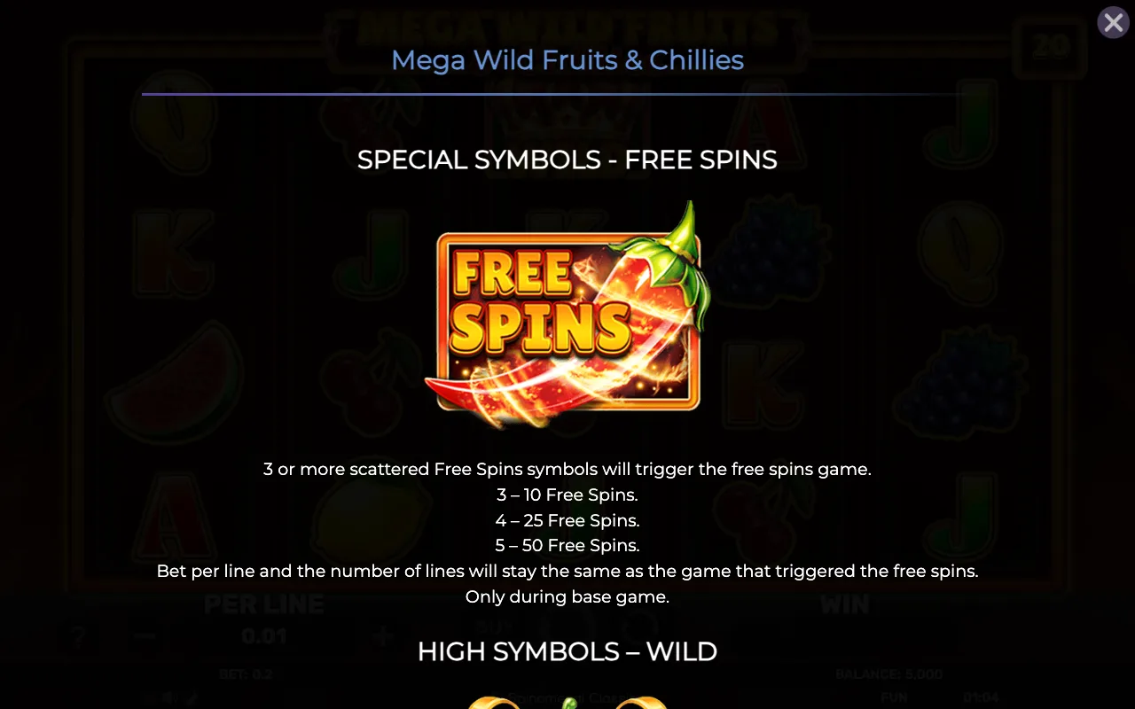 Special symbols - free spins — Mega Wild Fruits Chillies