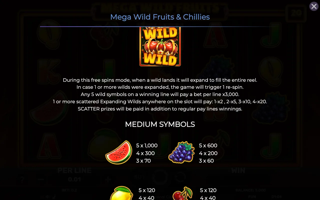 Game rules, page 4 — Mega Wild Fruits Chillies