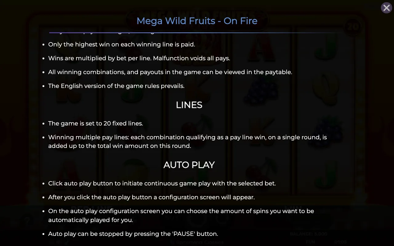 Lines — Mega Wild Fruits on Fire