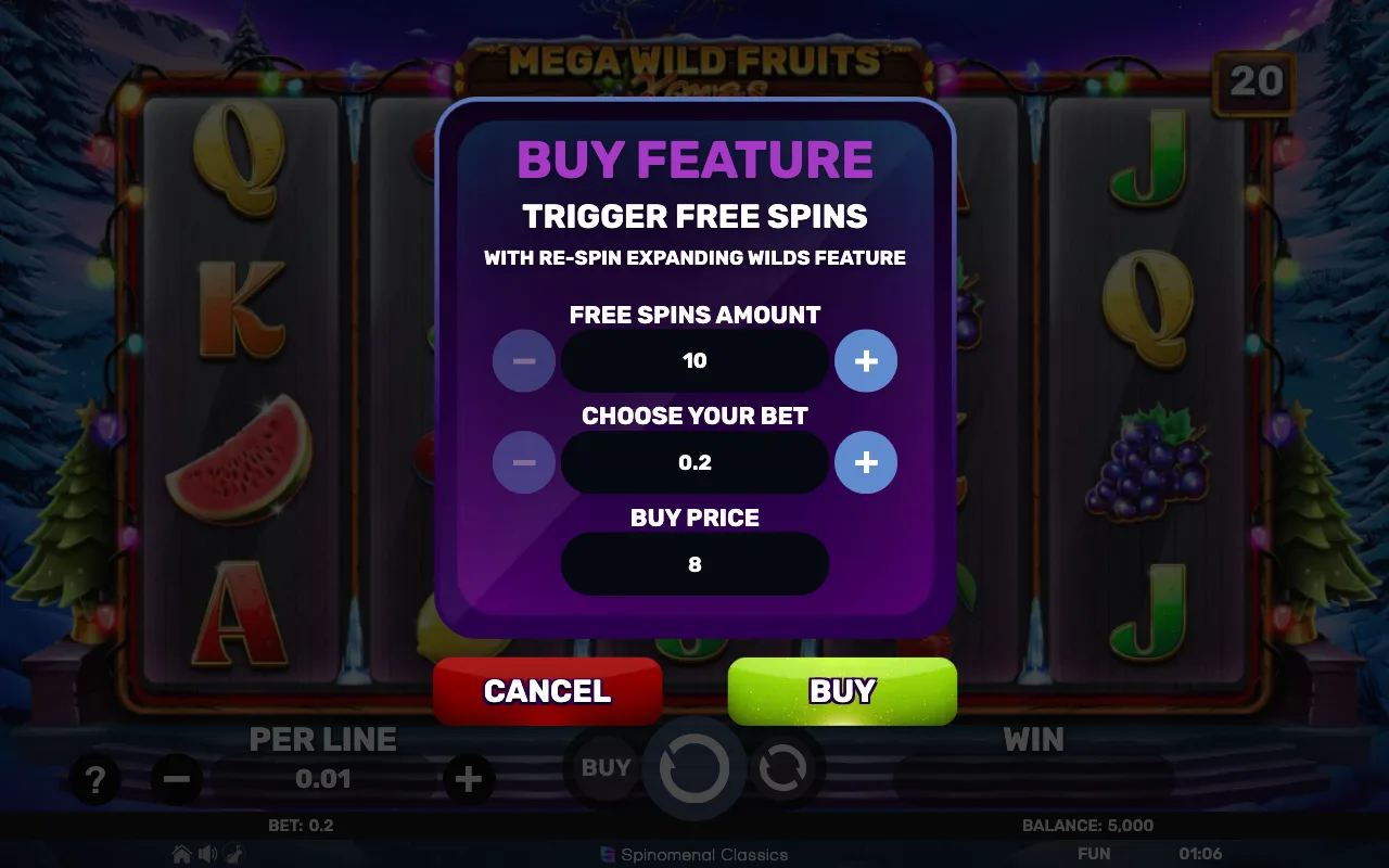 Buying the feature — Mega Wild Fruits Xmas